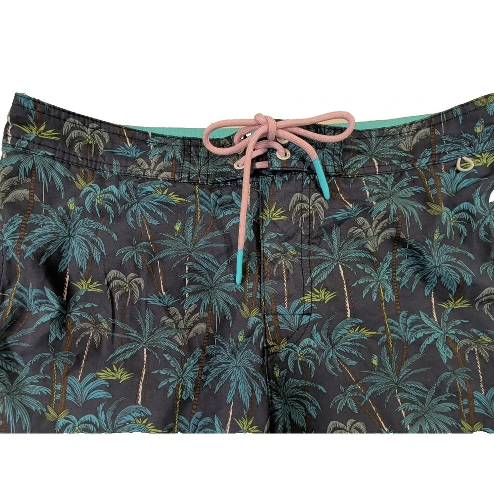 American Eagle Board Shorts Mens M Blue Palm‎ Trees Swim Beach Pool Vacation